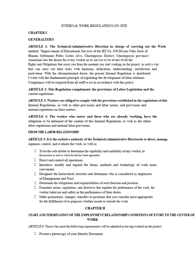 Internal Work Regulations for Project Staff | PDF | Employment ...