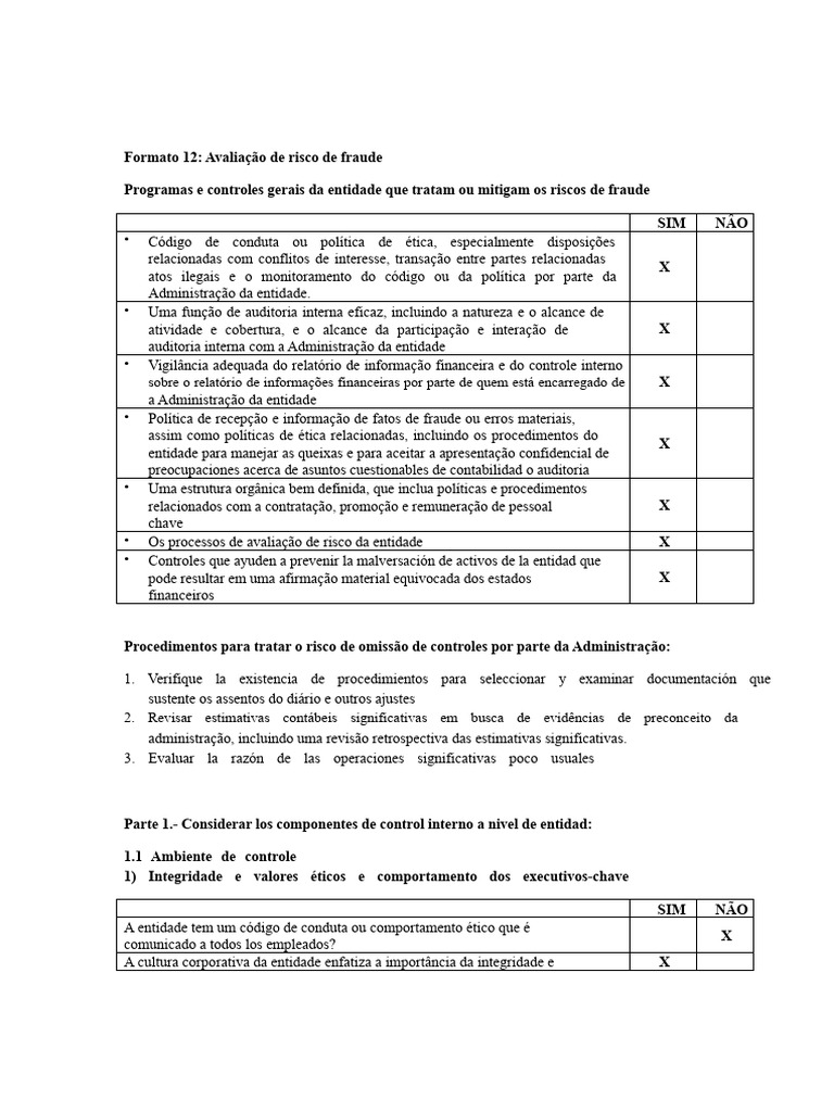 Avaliação de Risco de Fraude e Controles | PDF | Contabilidade ...