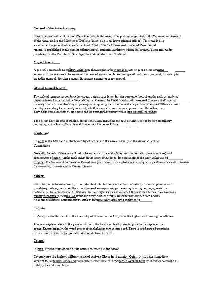General of The Peruvian Army | PDF | Military Rank | Non Commissioned ...
