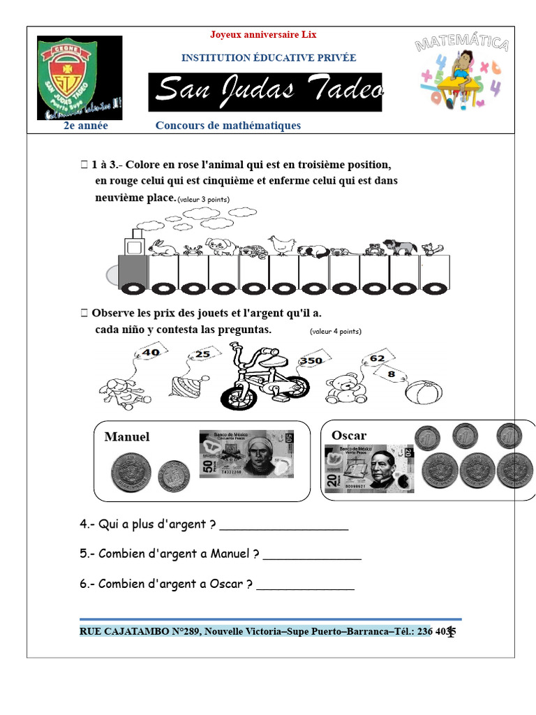Concours de mathématiques pour enfants | PDF | Échecs | Théorie (échecs)