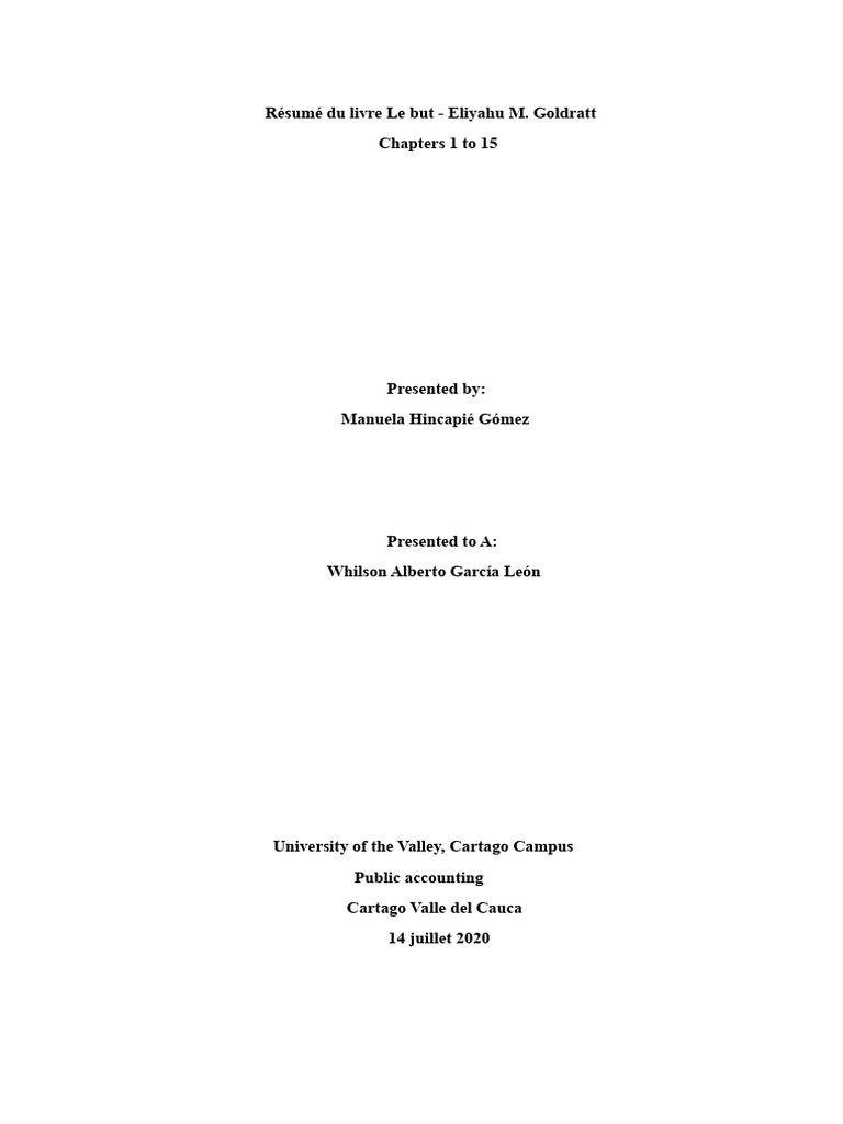 Summary of The Book The Goal Chapters 1 To 15 | PDF