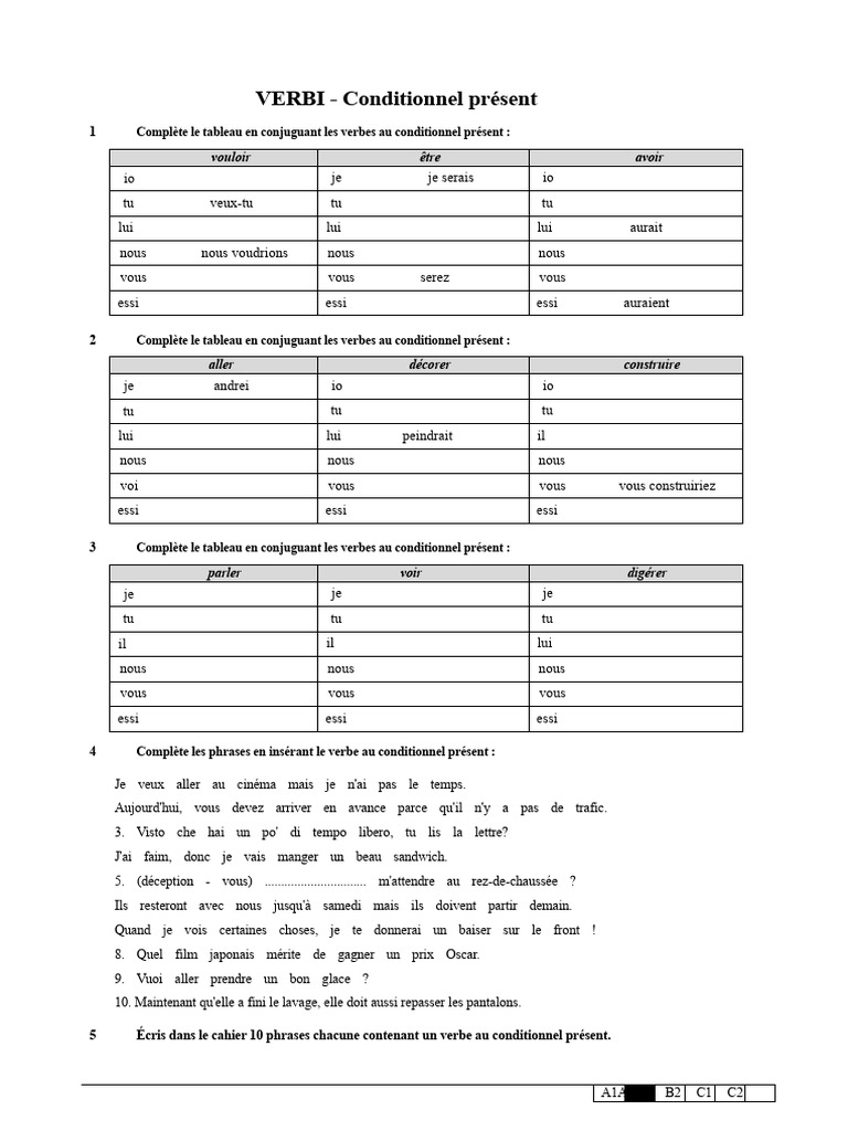 Conjugaison des verbes au conditionnel présent | PDF | Verbe | Morphologie