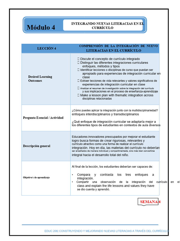 LM EDUC Lección 4 | PDF | Plan de estudios | Aprendizaje