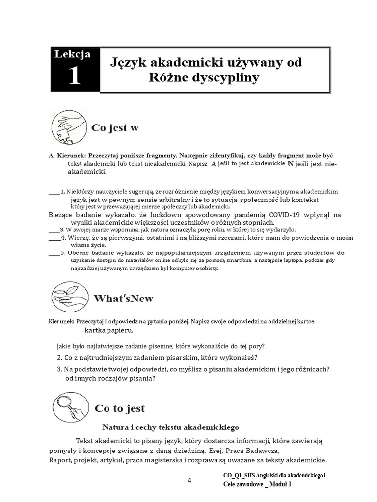 EAPPG11 - q1 - Mod1 - Czytanie Dla Tekstów Akademickich - v2 2 | PDF