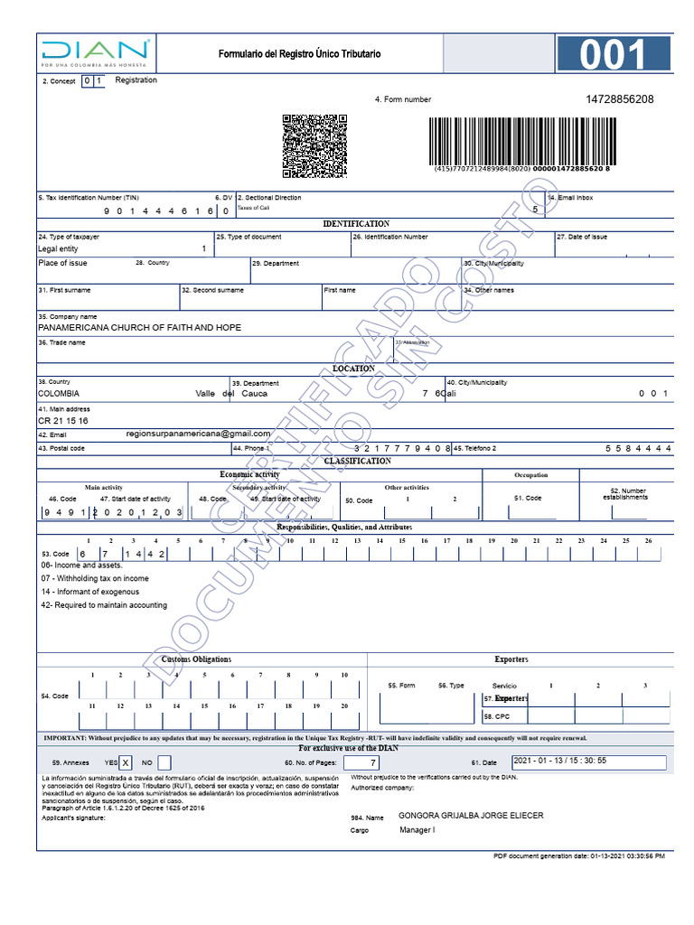 Tax Registration Document for Entities | PDF | Identity Document | Taxes