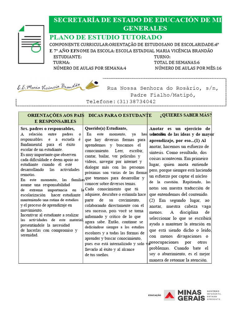 Guía de Estudio para 6º y 7º Año | PDF | Plan de estudios | Aprendizaje