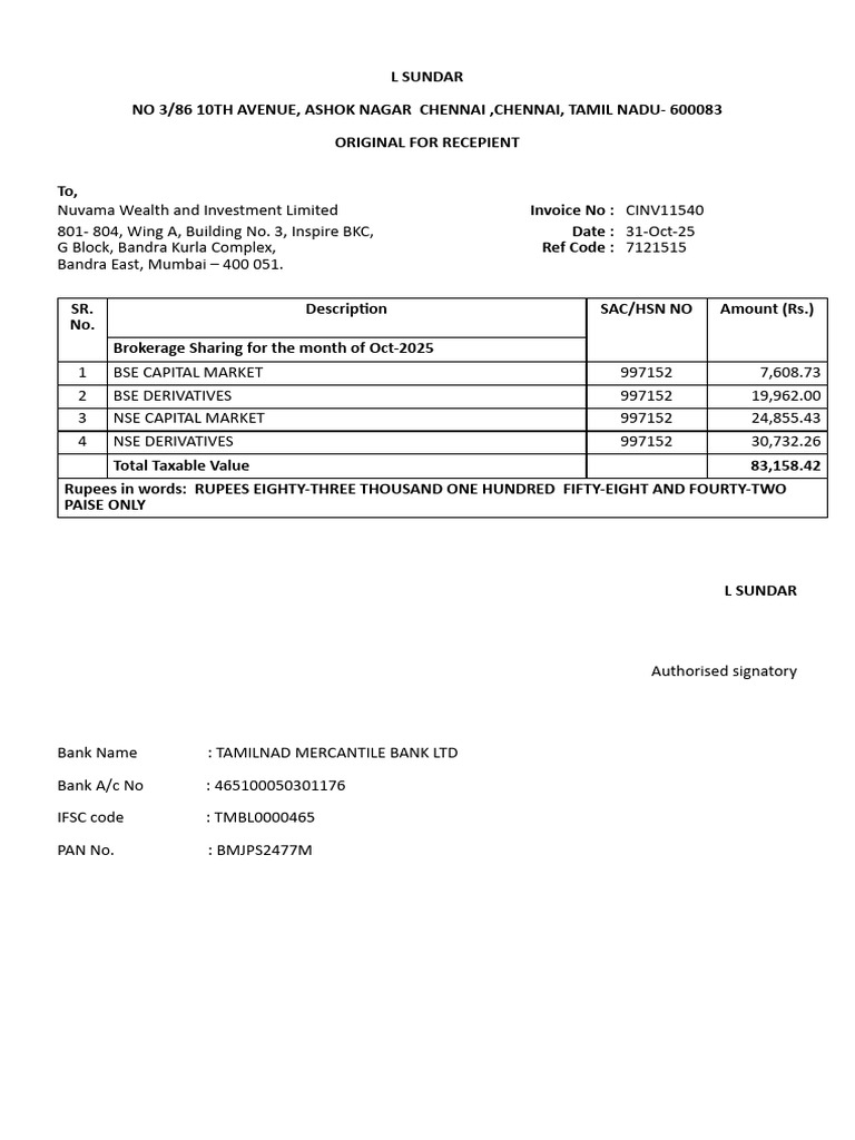 Combined Invoice Proffession 7121515 OCT 2025 | PDF