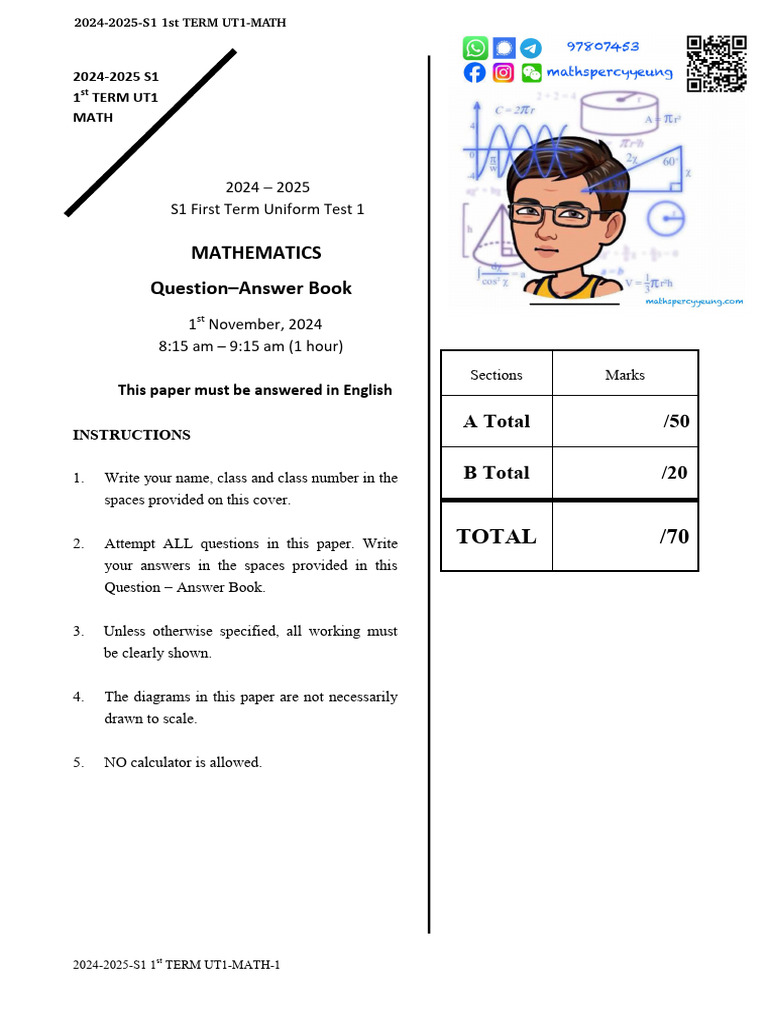 2024 2025 s1 1st Term Ut1 Math | PDF | Numbers | Mathematics