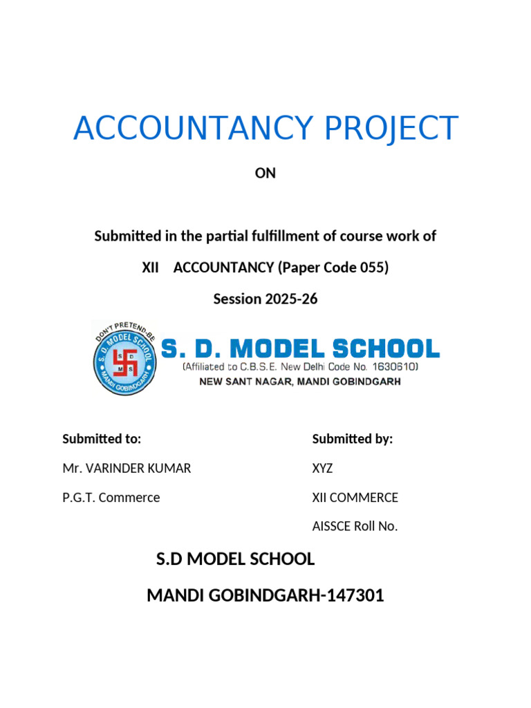 Accountancy - Pages For Project File | PDF