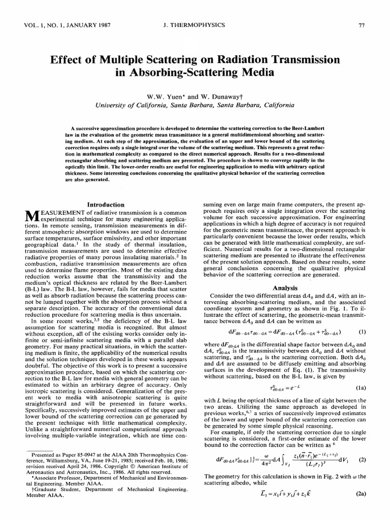 Scattering Effects on Radiation Transmission | PDF | Scattering ...