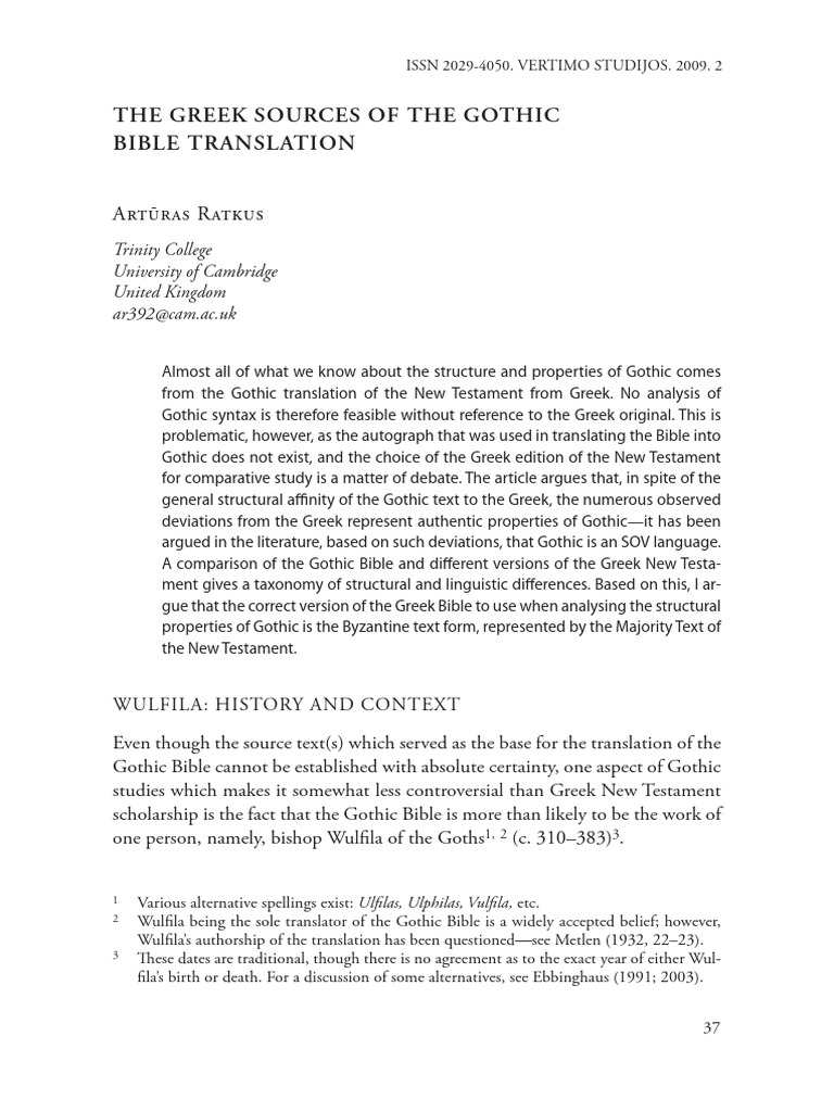 Greek Influence on Gothic Bible Translation | PDF | Grammar | Linguistics