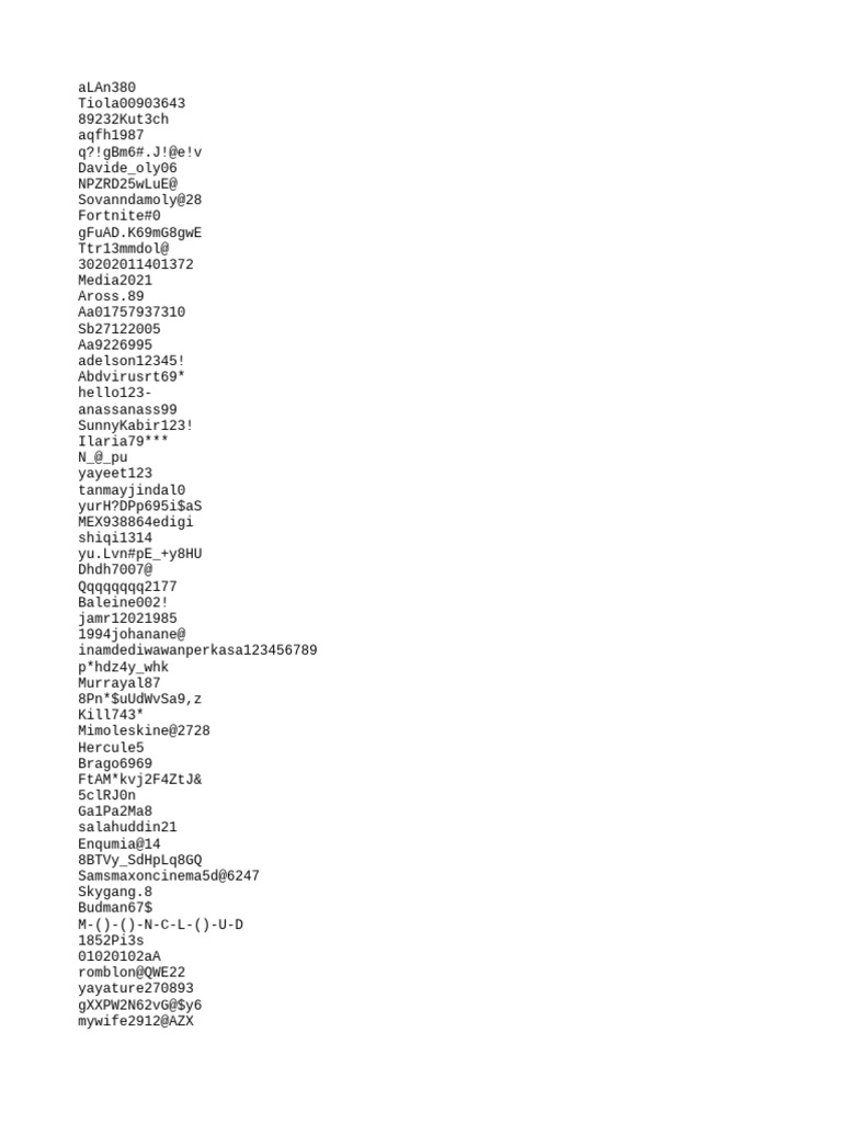 List of Random Usernames and Passwords | PDF