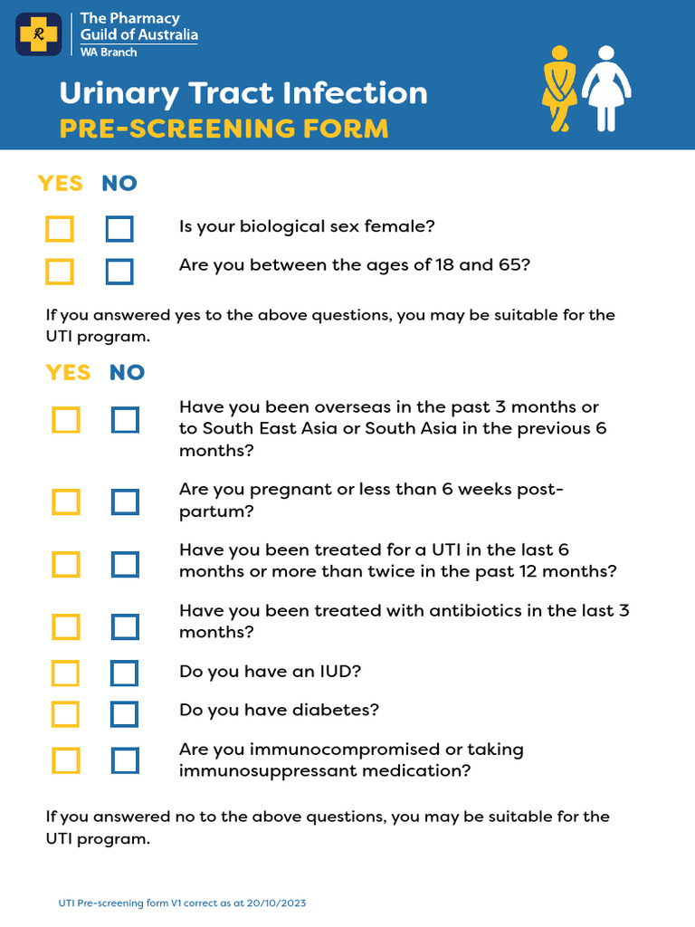 UTI Pre Screening Form | PDF