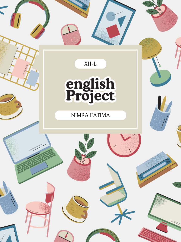English Notebook Cover in Pastel Textured Geometric Style | PDF