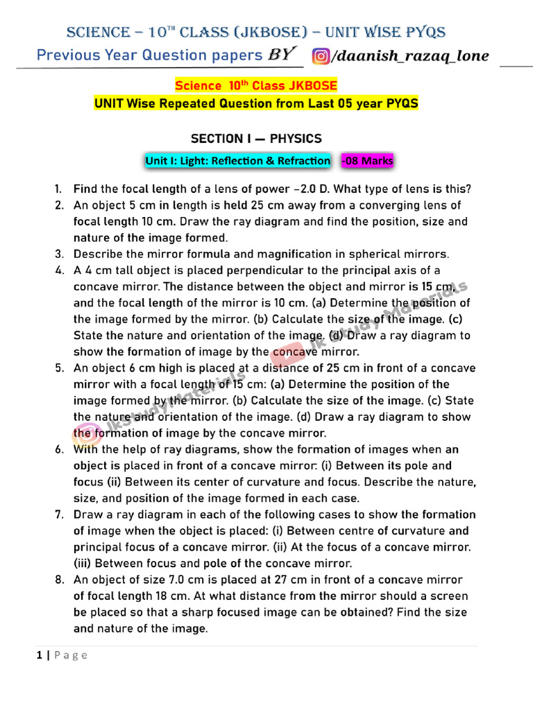 10th Science Unit Wise | PDF