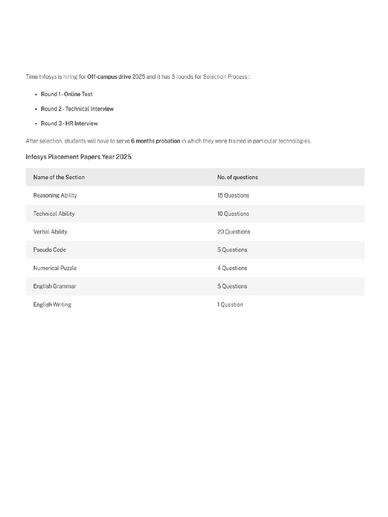 Infosys Selection Process | PDF