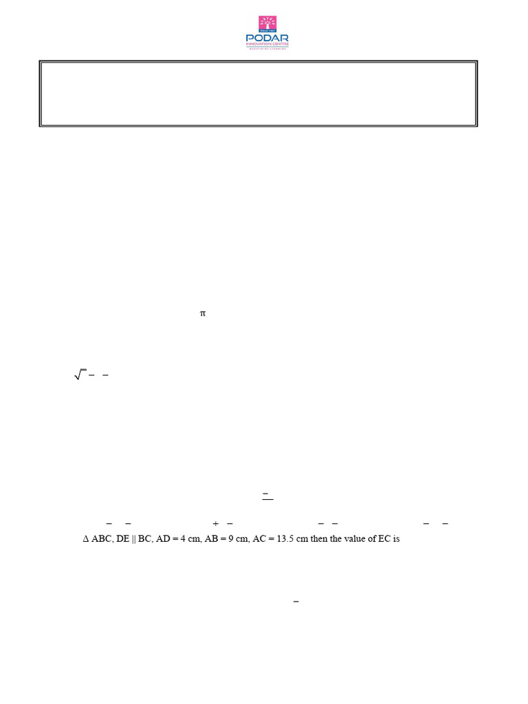 Grade X Mathematics Preboard Practice Exam | PDF | Area | Quadratic ...