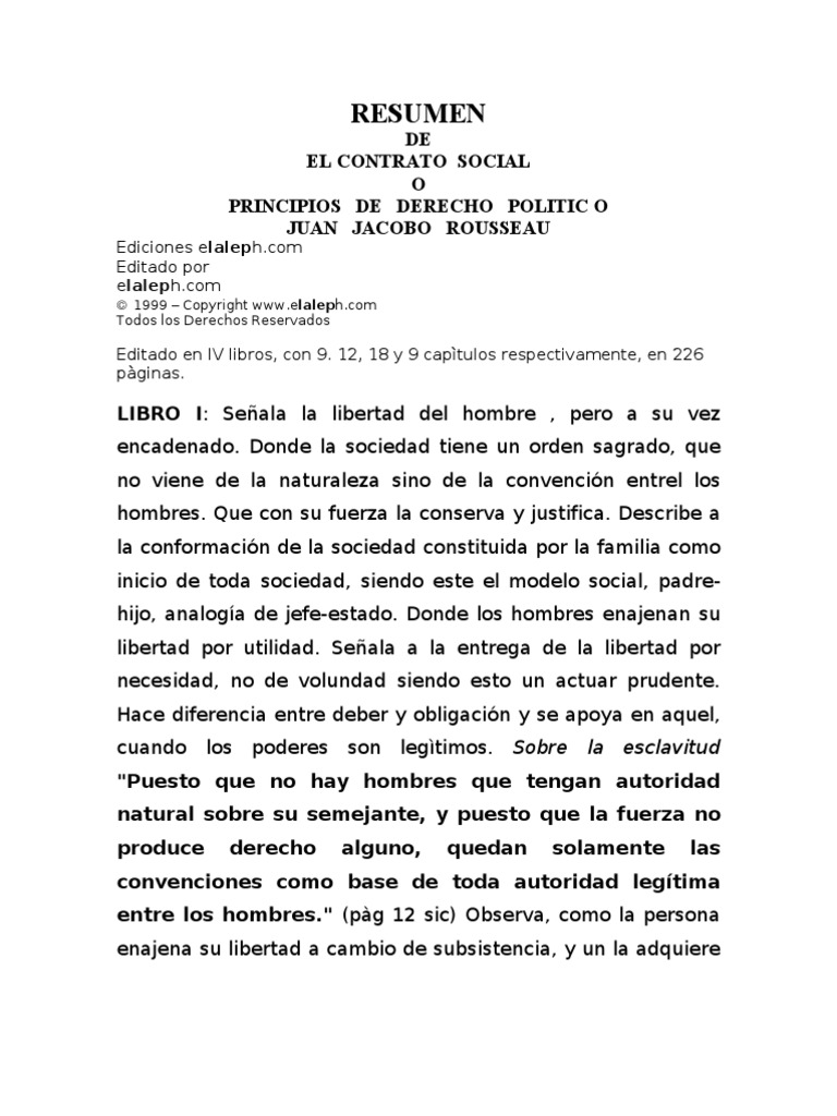 El Contrato Socialresumen Estado (política) Contrato
