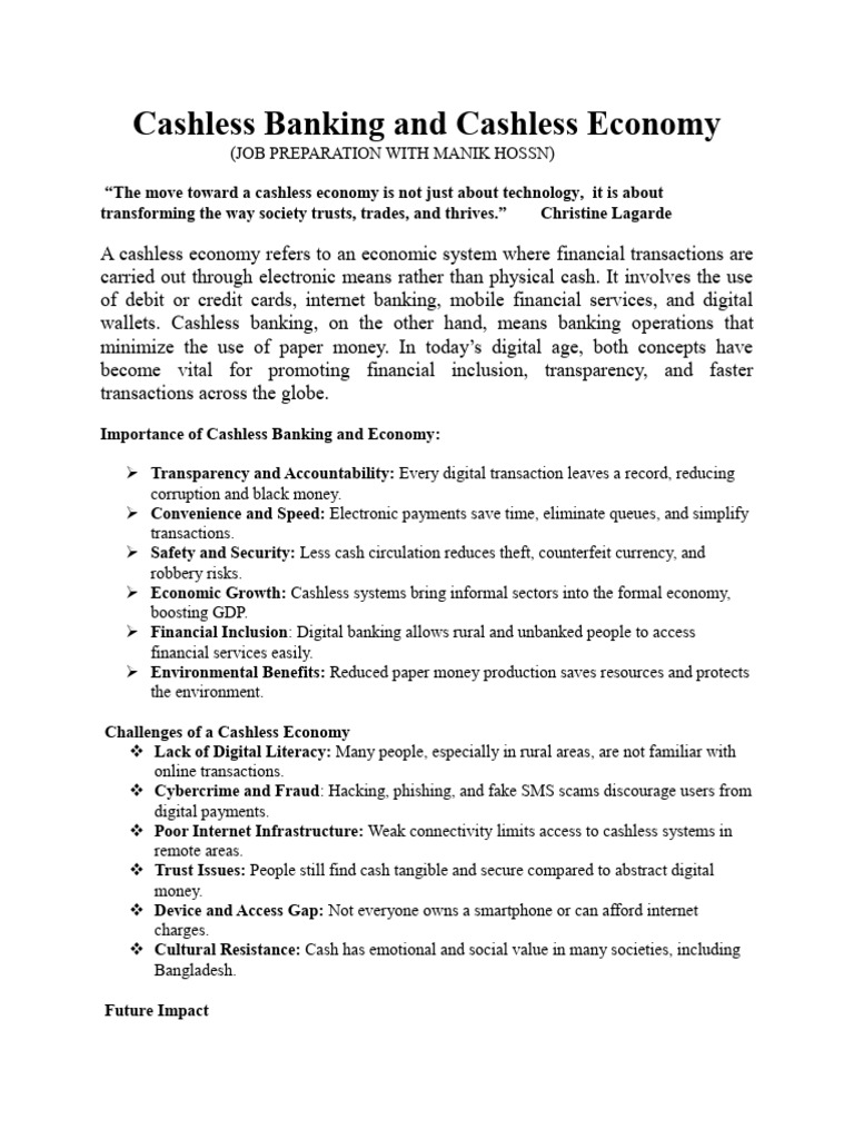 Benefits and Challenges of Cashless Banking | PDF | Computer Security ...
