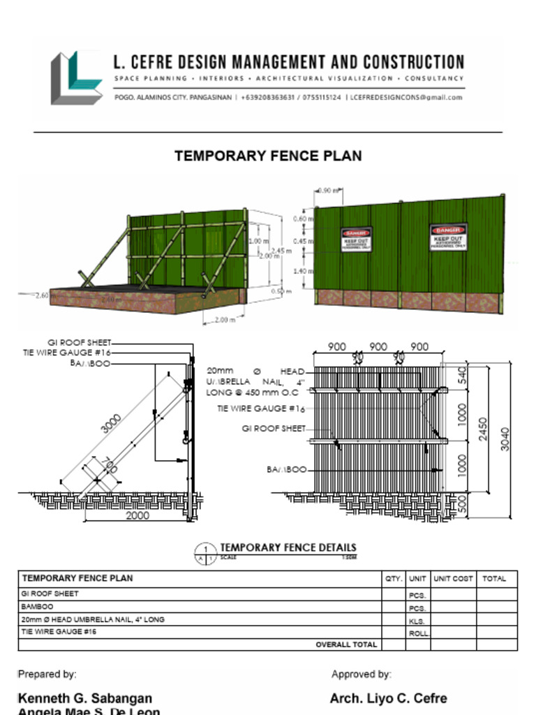 Temporary Fence Plan and Materials List | PDF