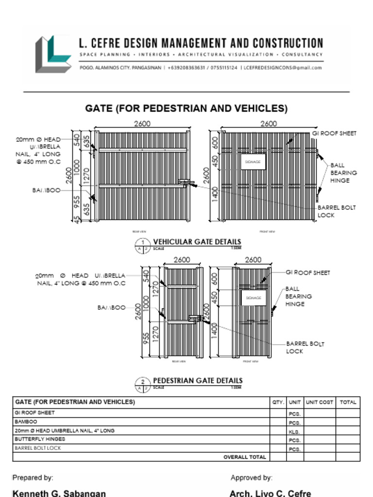 Pedestrian and Vehicular Gate Details | PDF | Firearms | Projectile Weapons