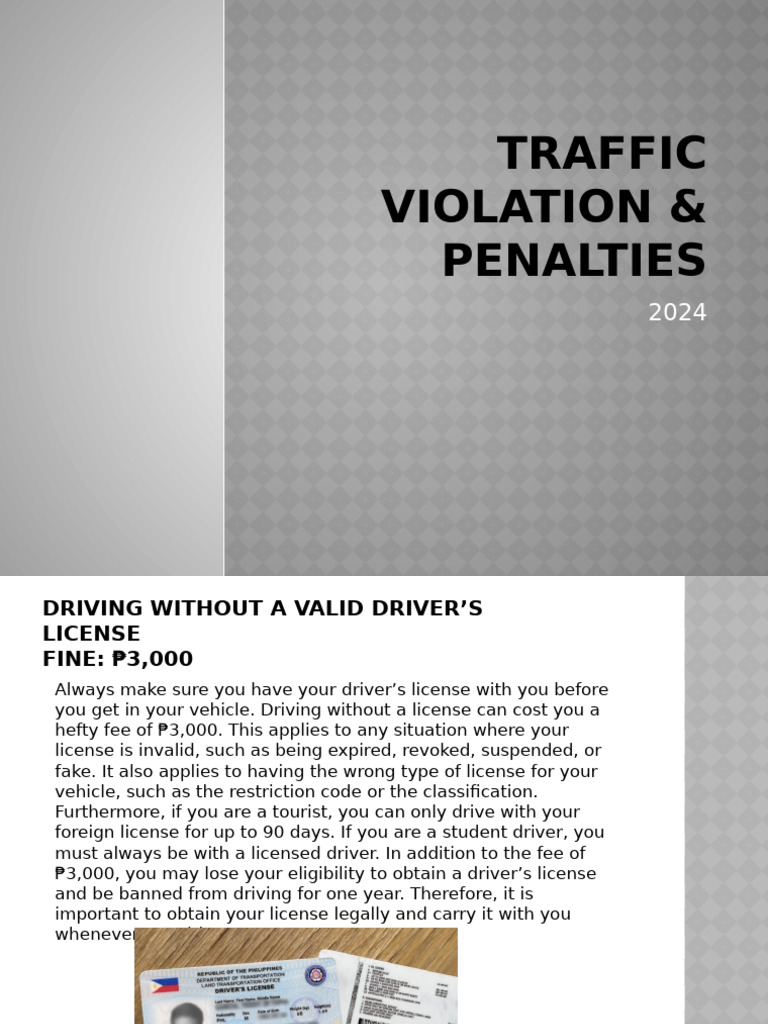2024 Traffic Violations and Fines Guide | PDF | Driver's License | Fine ...