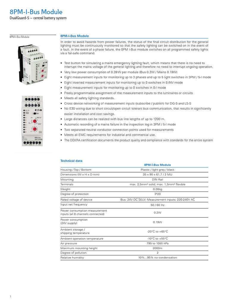 Eaton Ceag El Cps 8PM I Bus Module Datasheet en | PDF | Mains ...