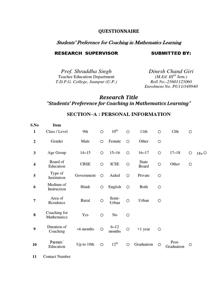 Students' Coaching Preferences in Math | PDF | Mathematics | Learning