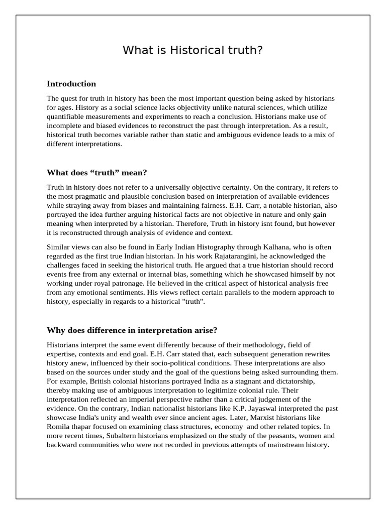 Understanding Historical Truth and Interpretation | PDF | Truth | Historian