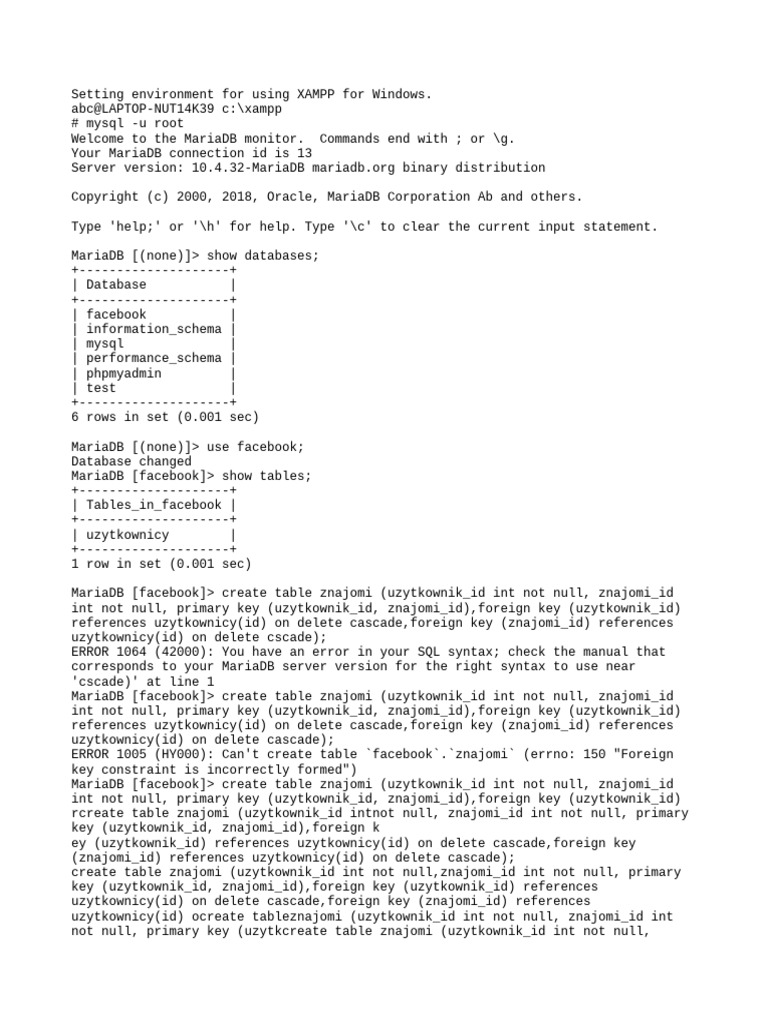 XAMPP for Windows - Mysql -u Root | PDF