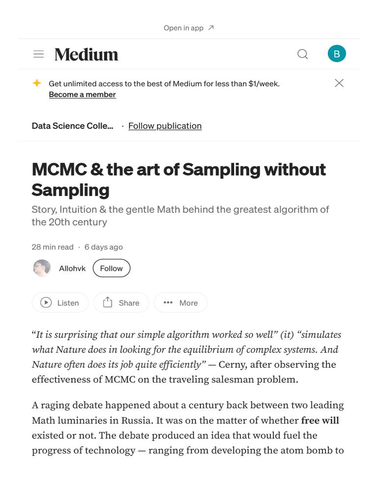 MCMC & The Art of Sampling Without Sampling - Data Science Collective ...