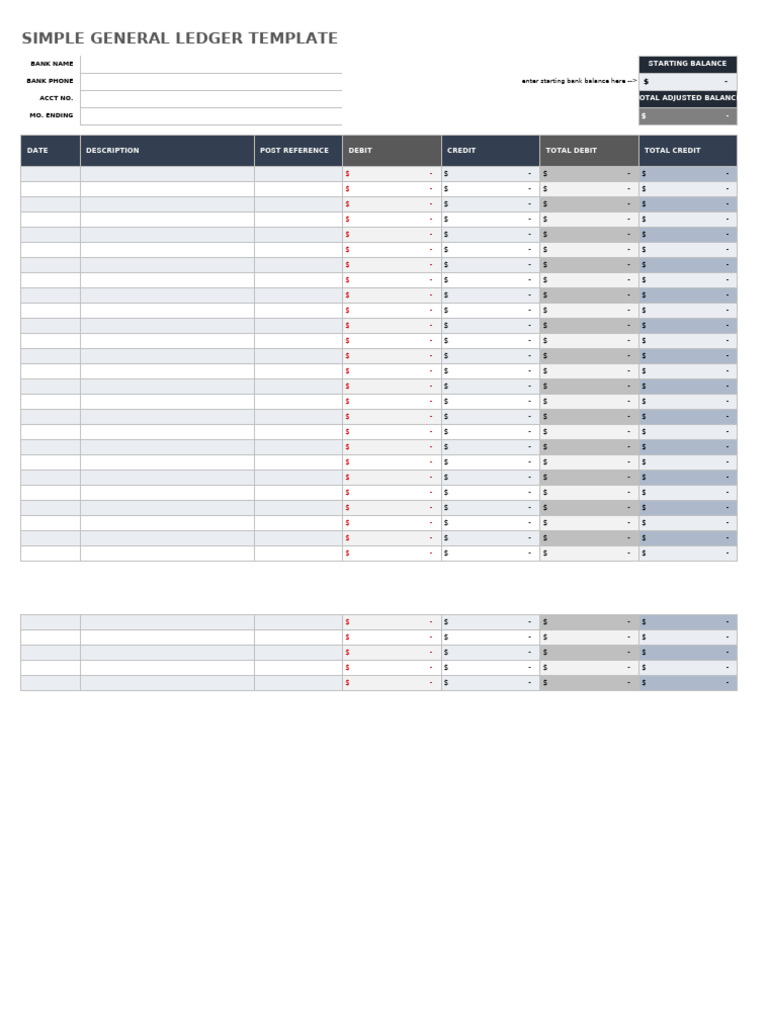 Business Templates Basic Business Templates General Ledger Template | PDF