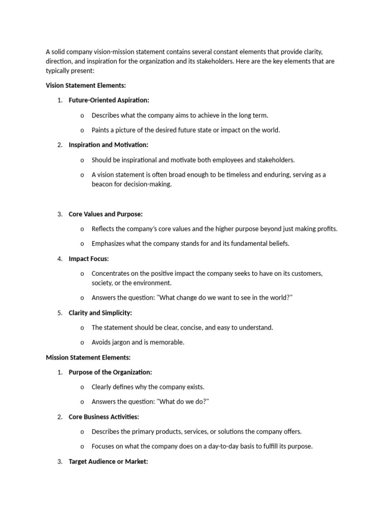 Vision Mision Statement Summary | PDF | Motivation | Motivational