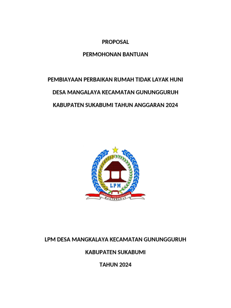1. Cover Proposal Permohonan Perbaikan RTLH-LPM Desa Kel | PDF