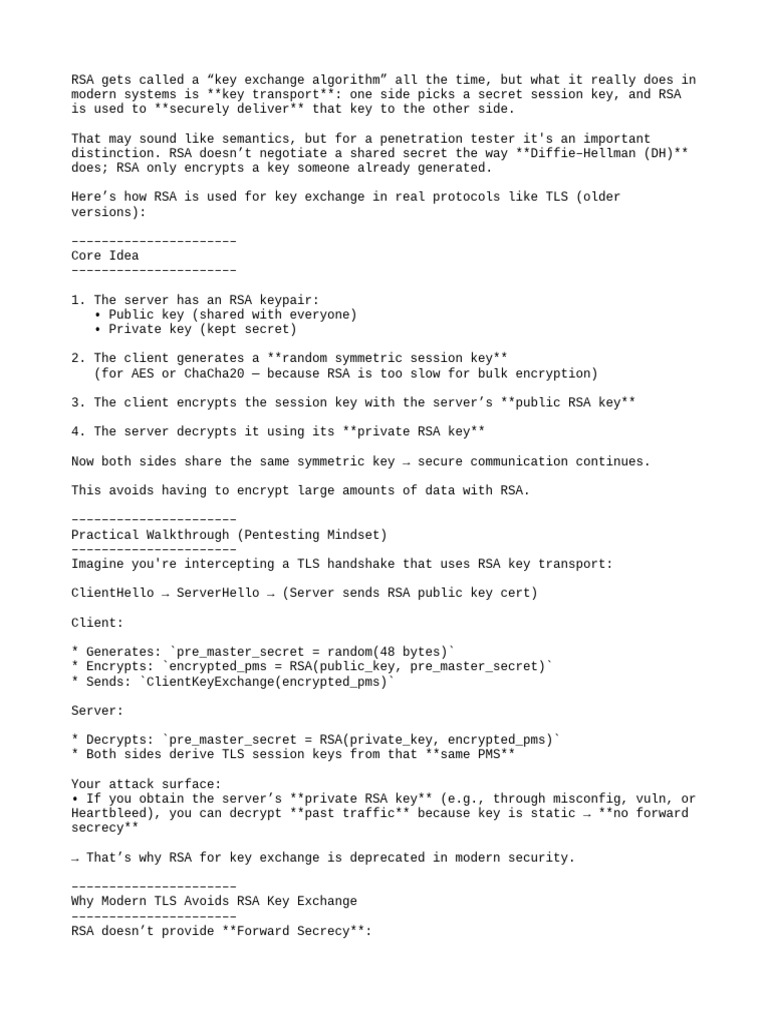 Understanding RSA Key Transport in TLS | PDF | Key (Cryptography ...