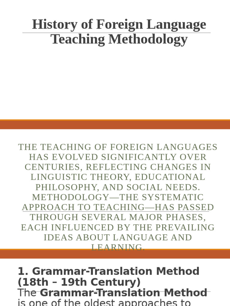 Evolution of Foreign Language Teaching | PDF | Language Education ...