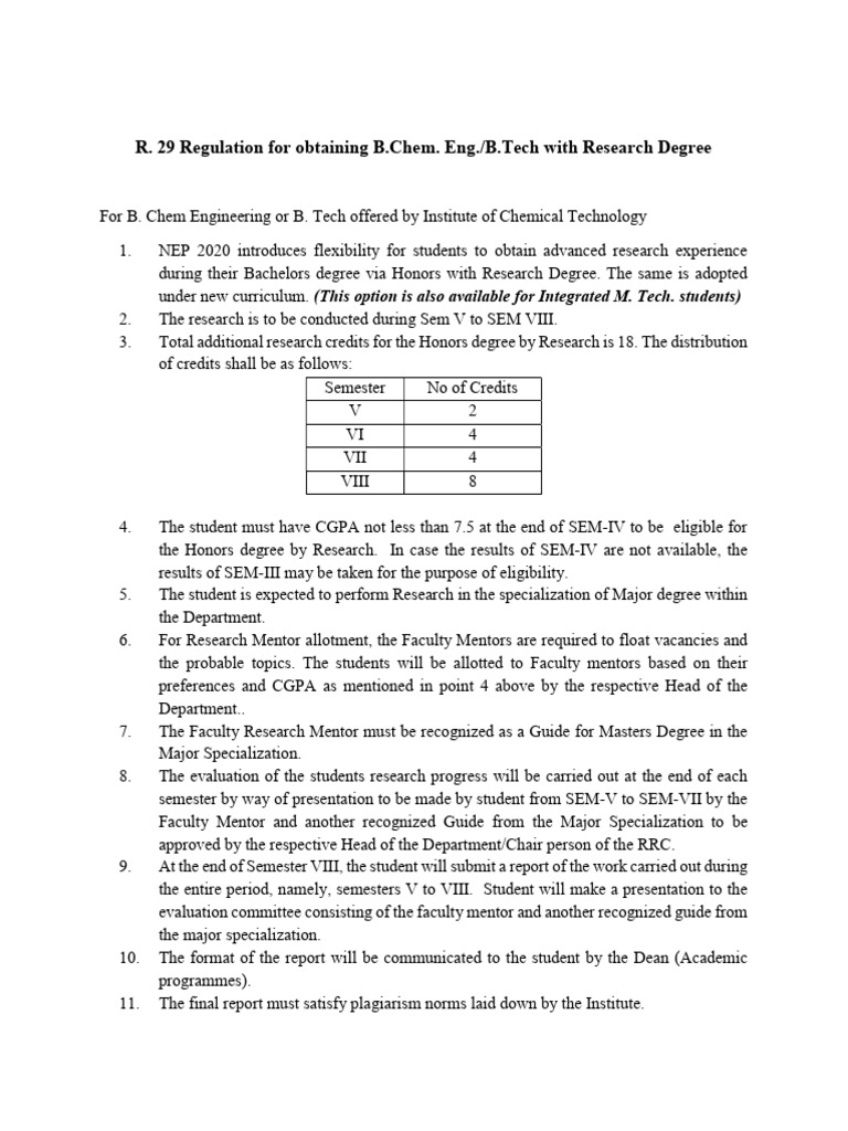 BTech Research Degree | PDF