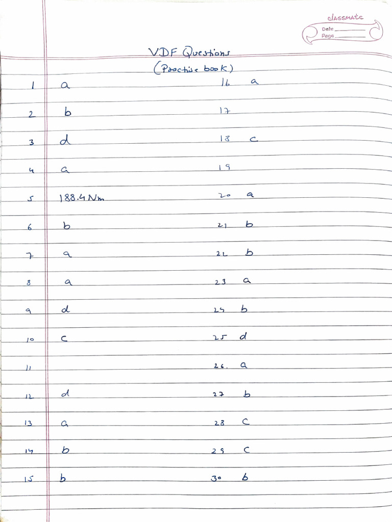 VDF Questions (Practice Book) | PDF