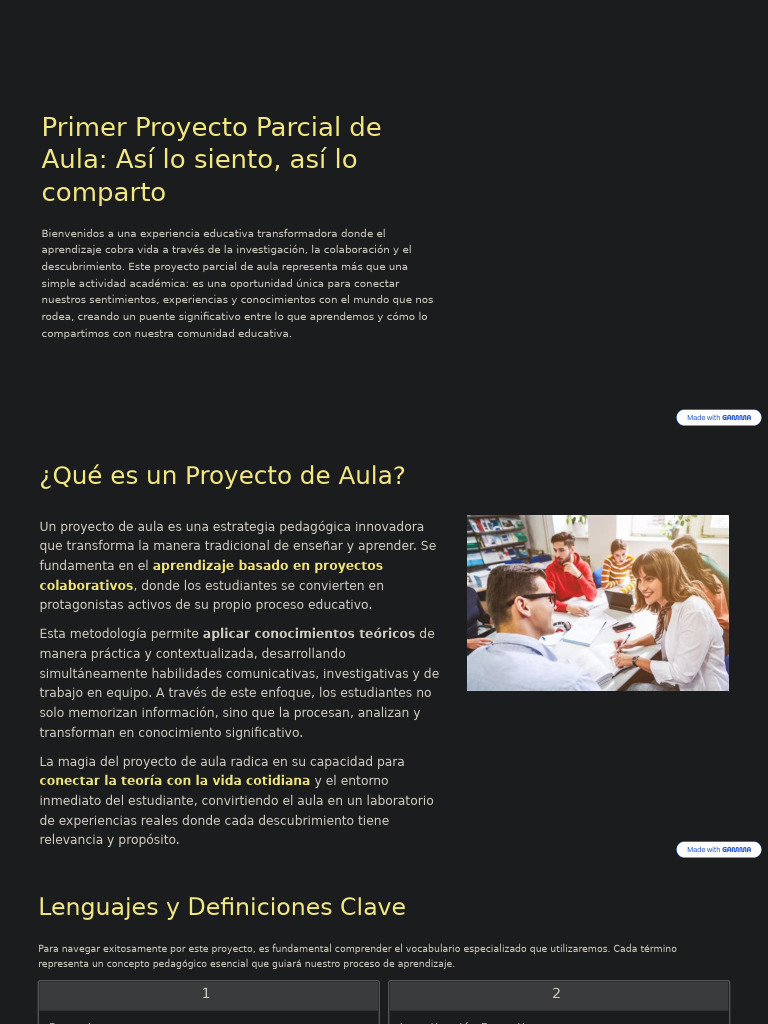 Primer Proyecto Parcial de Aula Asi Lo Siento Asi Lo Comparto | PDF ...
