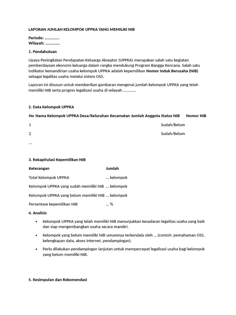 Laporan Kelompok UPPKA dan NIB | PDF
