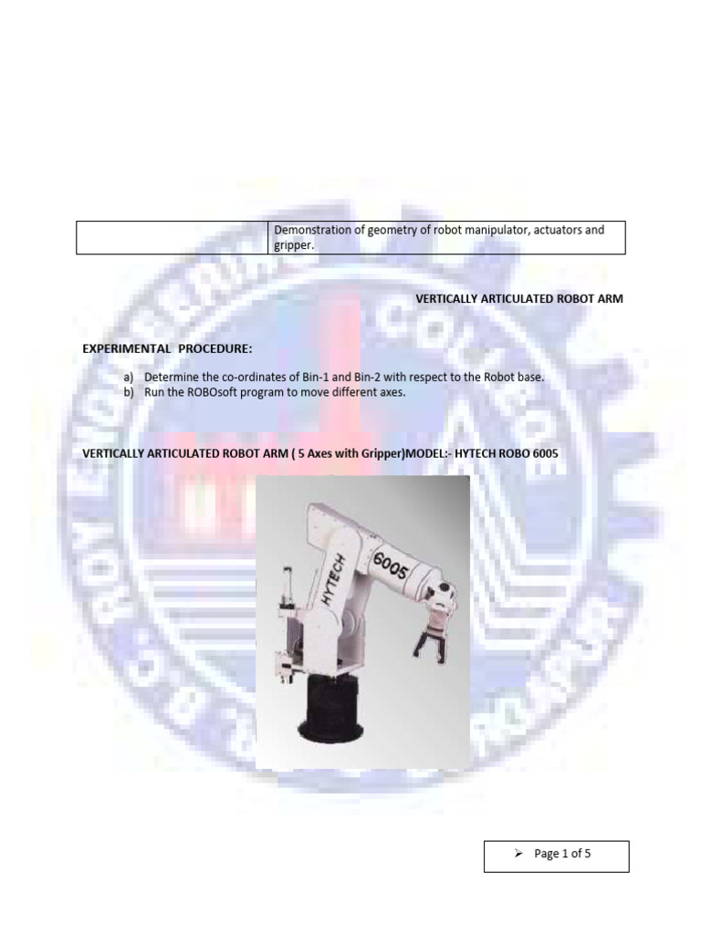 Robot Arm Movement Experiment Guide | PDF | Rotation | Alternating Current