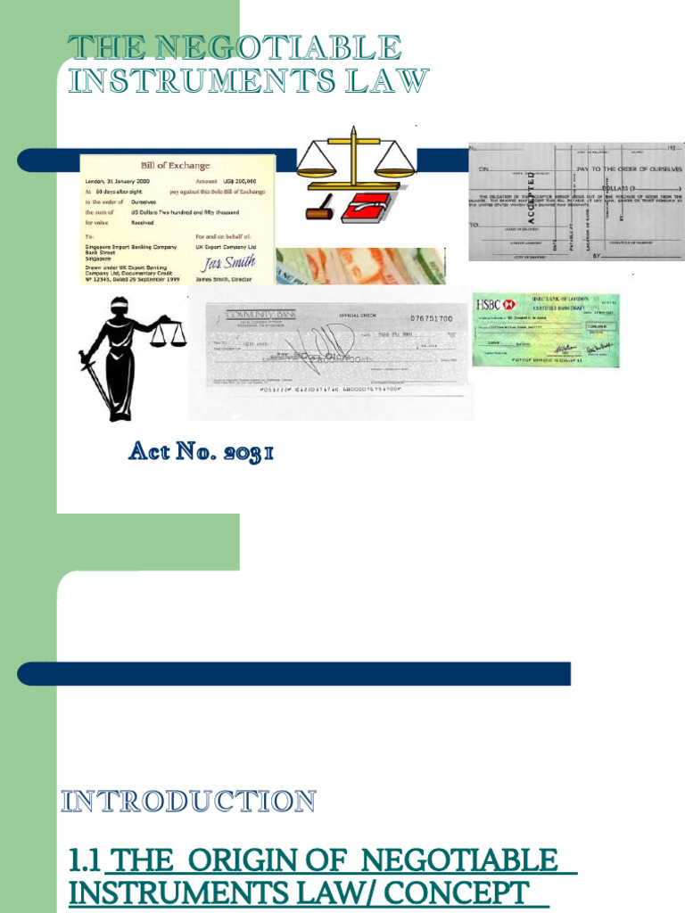 The Negotiable Instruments | PDF | Negotiable Instrument | Assignment (Law)
