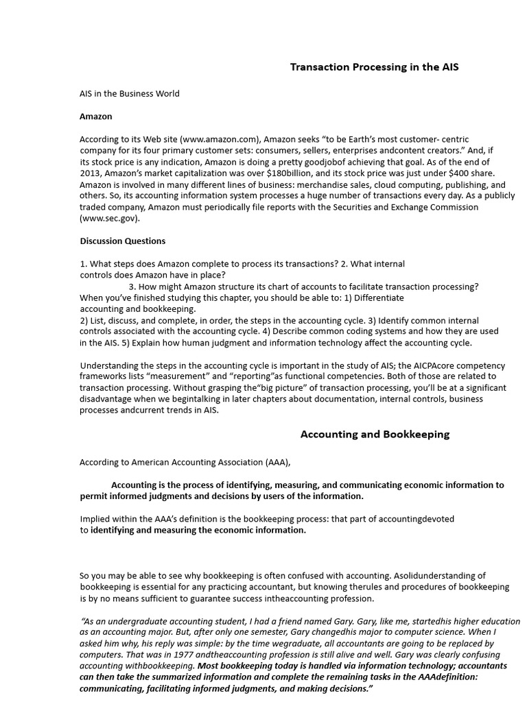 Amazon's Transaction Processing Overview | PDF | Debits And Credits ...