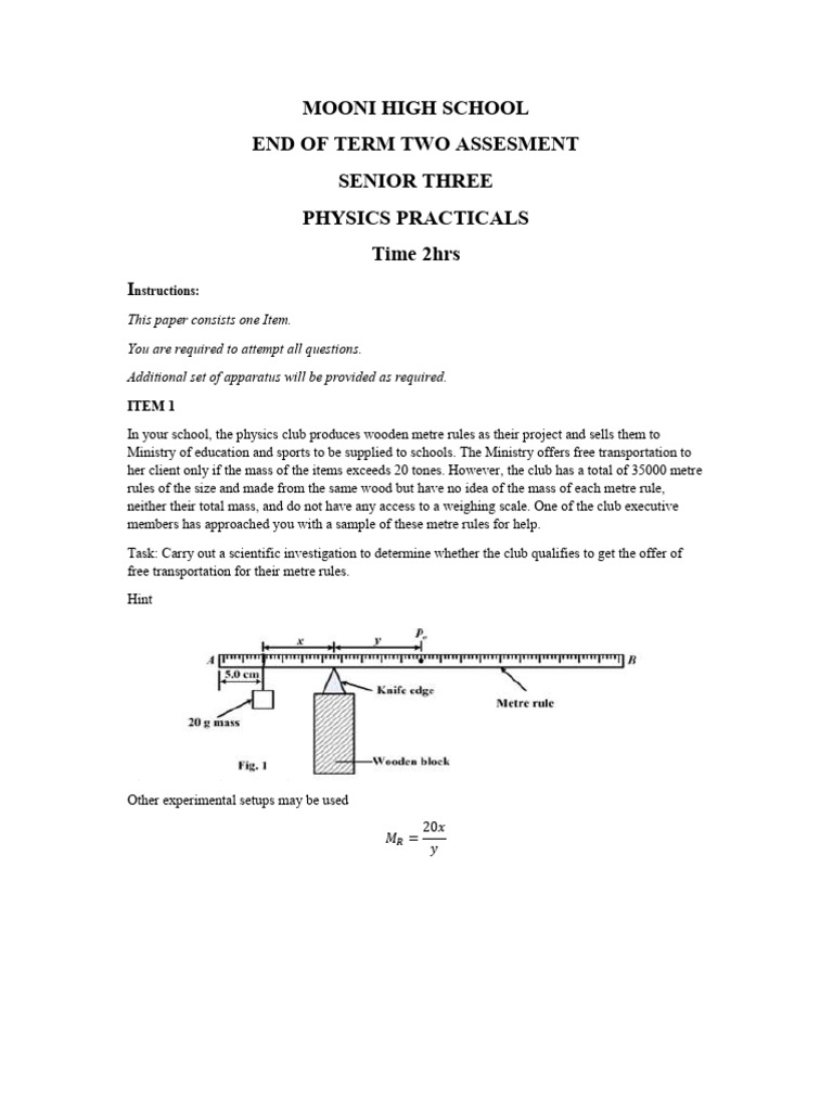 Physics Practical Assessment Guide | PDF