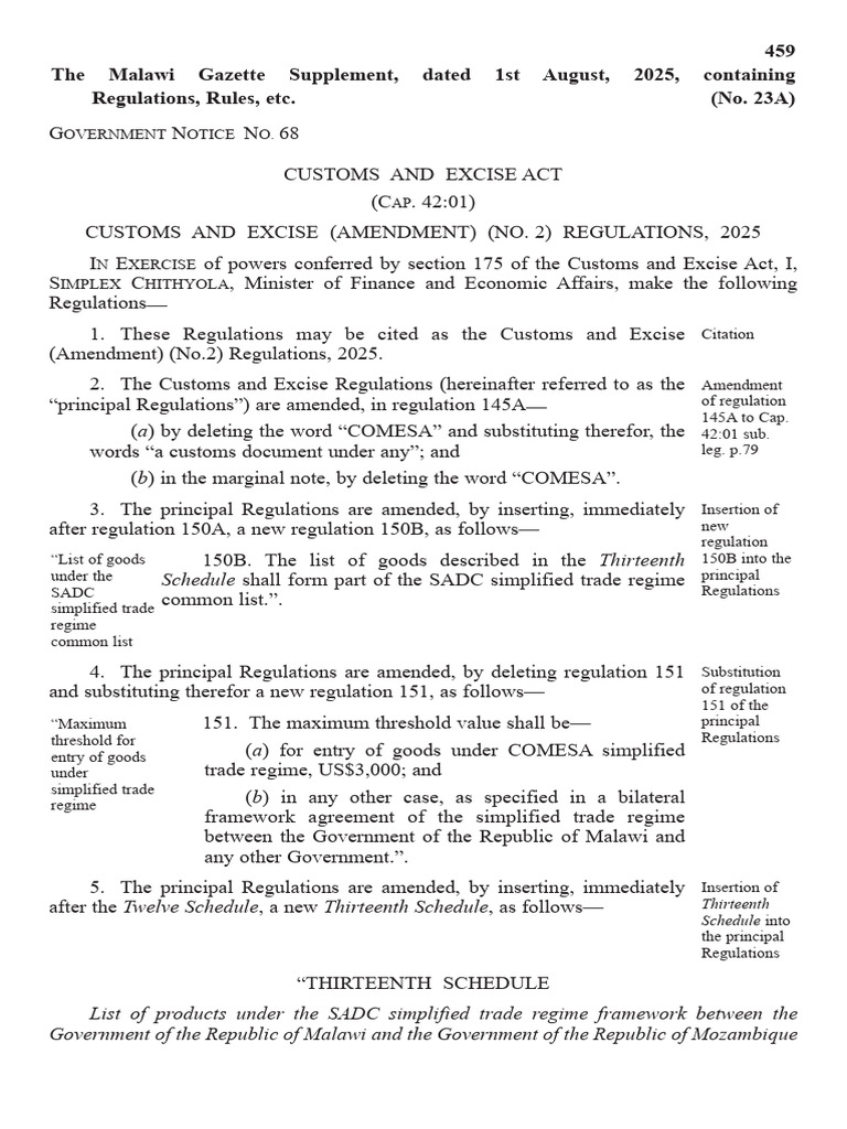 Customs and Excise Amendment 2025 Regulations | PDF | Tribunal | Witness