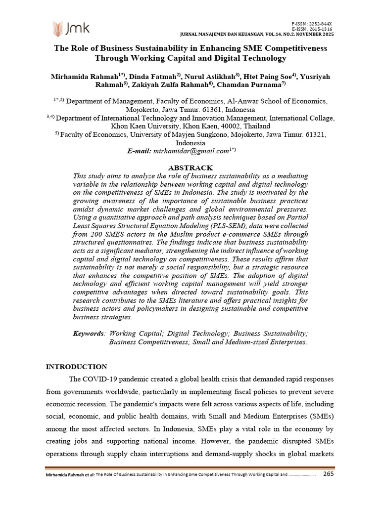 The Role of Business Sustainability in Enhancing SME Competitiveness ...