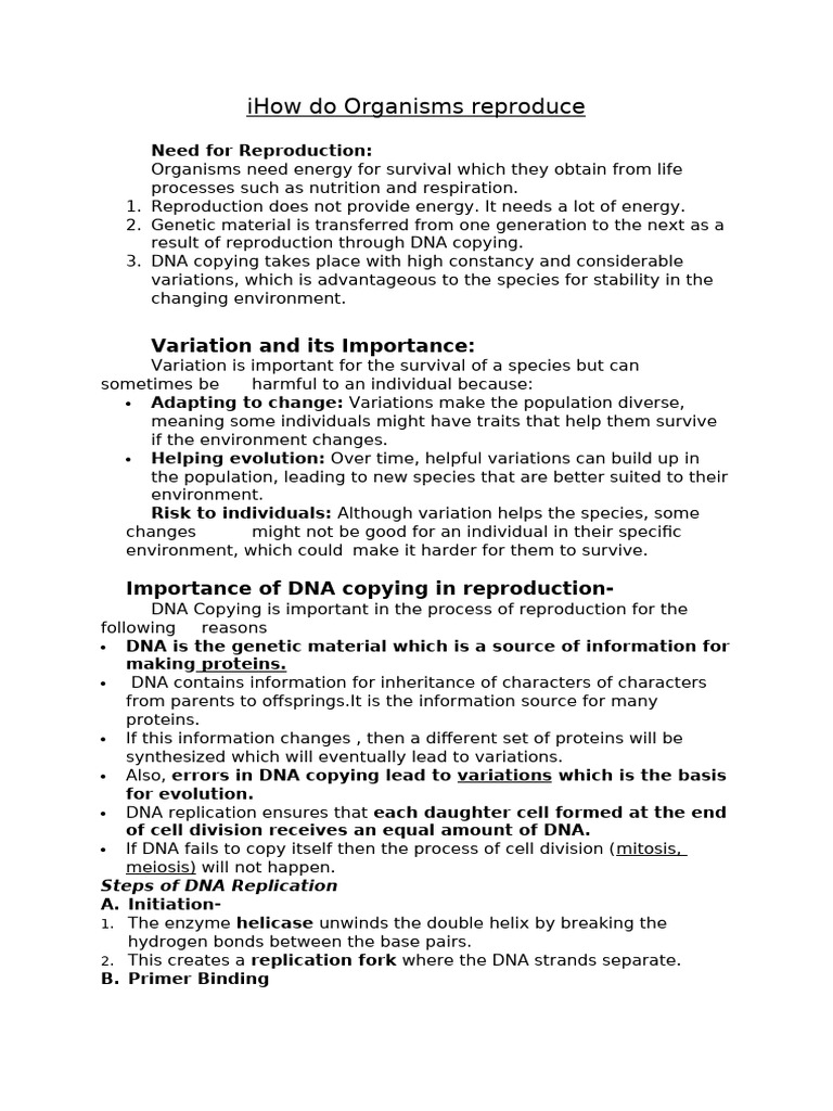 Organism Reproduction and DNA Copying | PDF | Menstrual Cycle | Dna ...