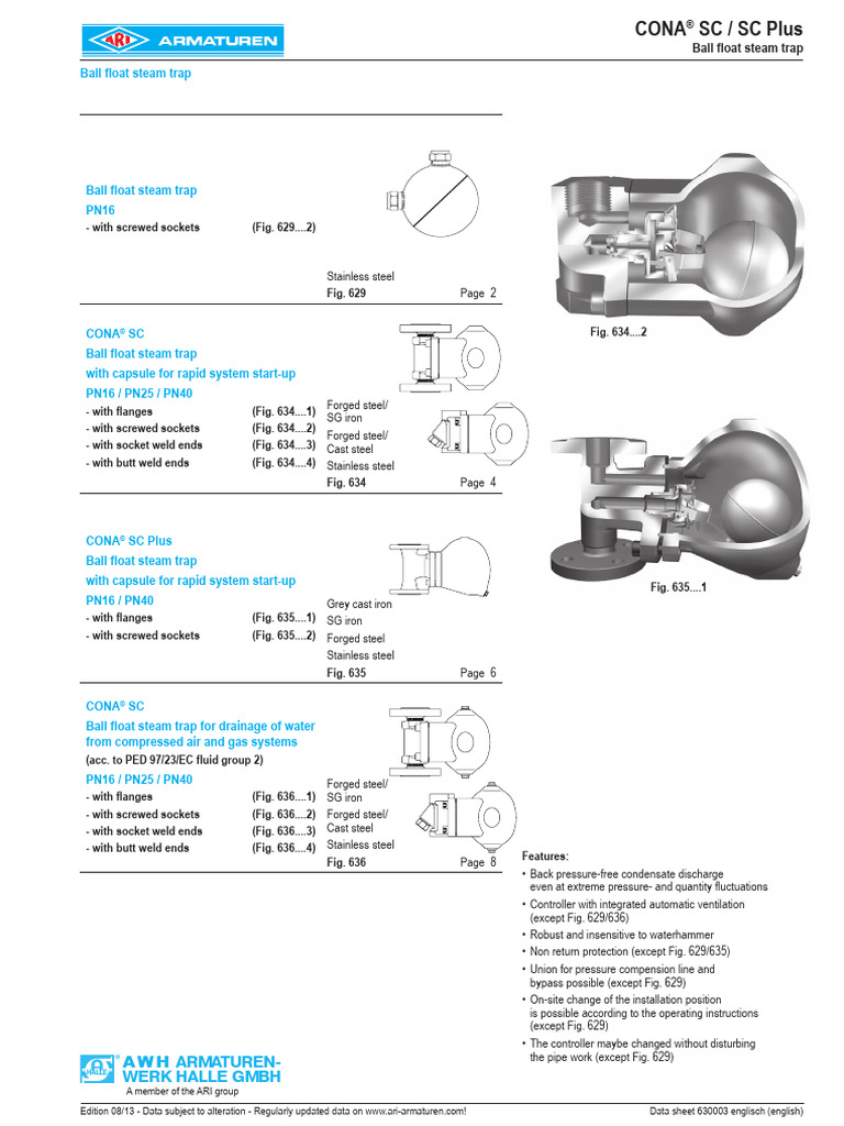 Ball Float Steam Trap Specifications | PDF | Valve | Plumbing