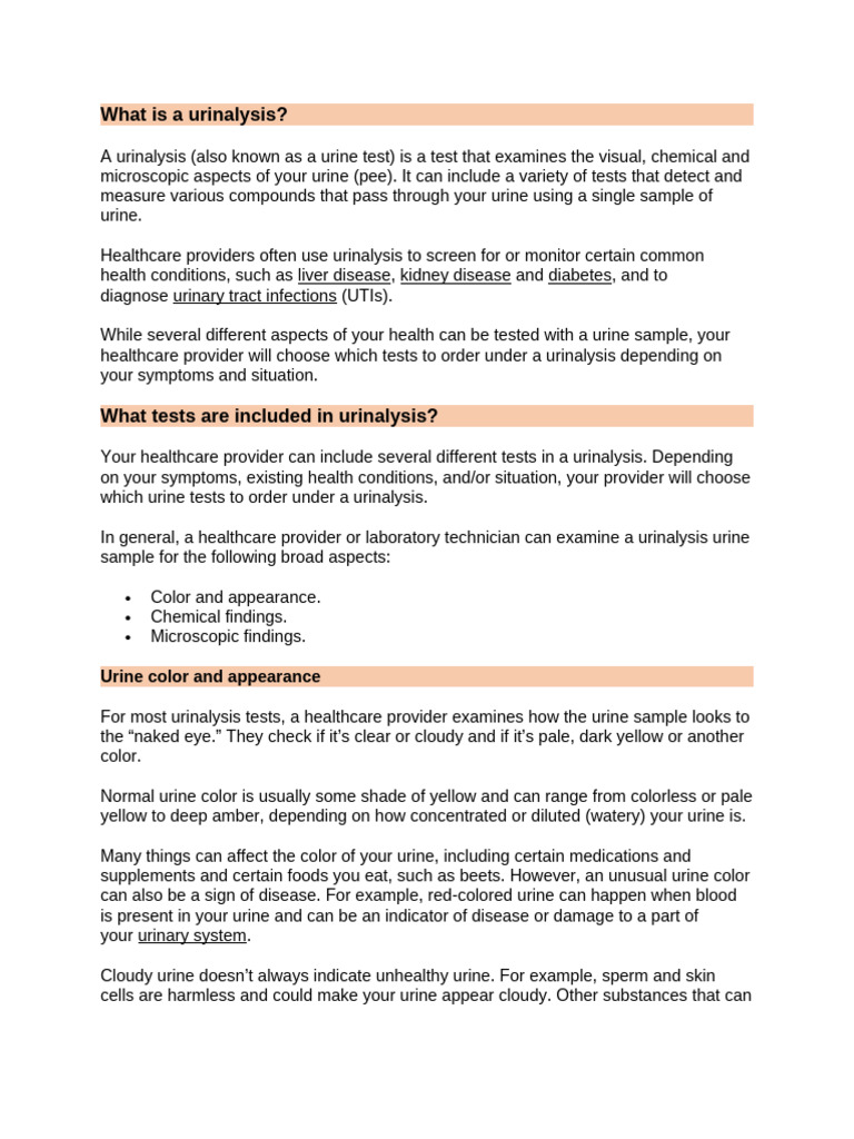 Understanding Urinalysis Tests Explained | PDF | Urine | Urinary Tract ...