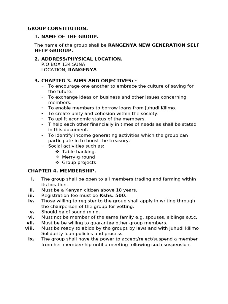 Group Constitution | PDF